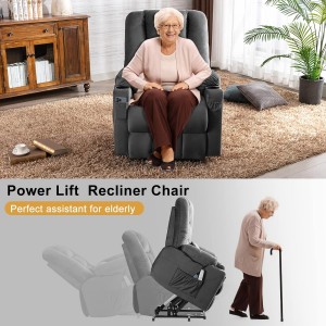 Kursi Kursi Power Lift Sofa Kursi Tidur Nyaman berwarna abu-abu