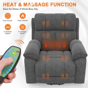 Didelės pakeliamos kėdės pagyvenusiems žmonėms su masažo ir šilumos pelenais