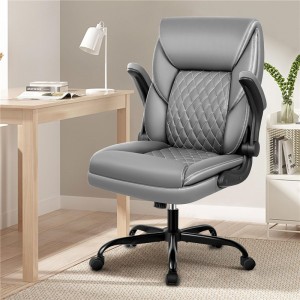 Cadira executiva de pell gris per a oficina