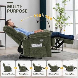 Cadeira reclinable eléctrica con soporte para teléfono-3