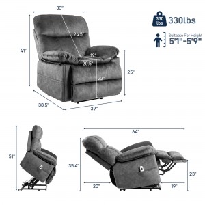 Sofá reclinable 9033lm-gris