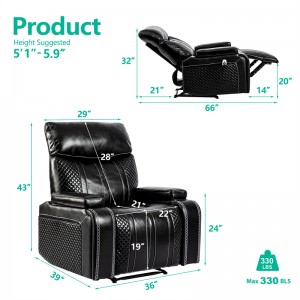 Sofá reclinable 9041-negro
