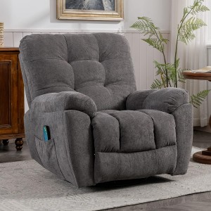 Cadeira reclinável grande de massagem giratória cinza oscilante