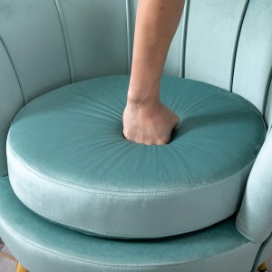 Lotus-foarmige Velvet Fabric Accent Chair Living Room Arm Stoel mei Cushion
