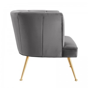 Moderne getuft fluwelen grijze fauteuil, woonkamermeubilair met accentstoelen