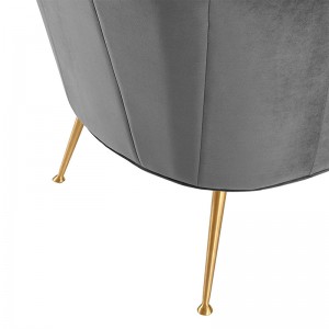 Poltrona moderna trapuntata in velluto grigio per mobili da soggiorno