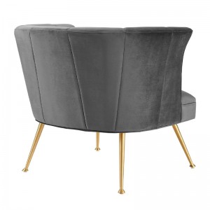 Poltrona moderna trapuntata in velluto grigio per mobili da soggiorno