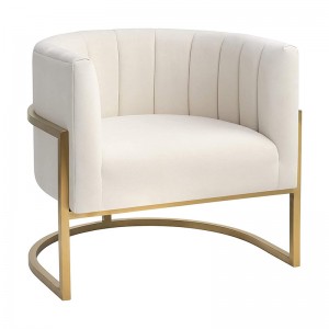 Svetainės kėdės Šiuolaikinės tekstūruotos aksominės minkštos akcento kėdės su šlifuota auksine koja