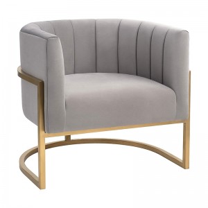 Dzīvojamās istabas krēsli Mūsdienīgs tekstūras samta polsterēts akcents krēsls ar matētu zelta kāju