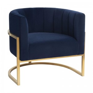 მისაღები ოთახის სკამები თანამედროვე ტექსტურირებული ხავერდოვანი მოპირკეთებული აქცენტიანი სკამი ჯაგრისით ოქროს ფეხით