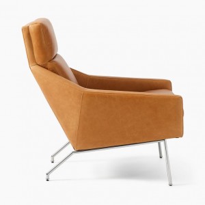 Austin leather armchair with footrest