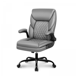 Cadira executiva de pell gris per a oficina