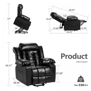 마사지 및 난방 기능을 갖춘 노인용 대형 파워 리프트 안락 의자