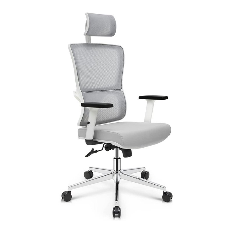 Ергономичен черно-бял офис стол с въртящ се компютърен стол за офис