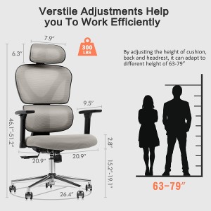 Home Office Rolling Swivel Chair Mesh High Back Desk Chair with 3D Armrest & Lumbar Support