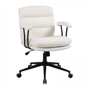 Офис стол със средна облегалка Ергономичен кожен стол за бюро за дома Въртящ се стол