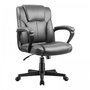 ເກົ້າອີ້ສໍານັກງານບໍລິຫານວຽກຄອມພິວເຕີແບບເລື່ອນແບບກາງຫຼັງແບບ Ergonomic Leather-Padded Desk Seats