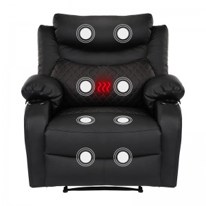 Kursiyên vezîvirandinê yên Massajê yên Overstuffed with Heat Faux Leather Manual The Reclining Chairs
