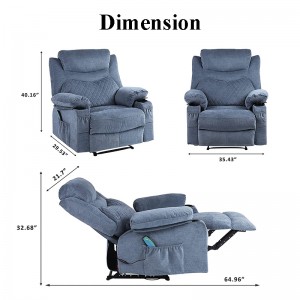 Overstuffed Massage Recliner Stoelen mei Heat Faux Leather Manual lizzende stoel