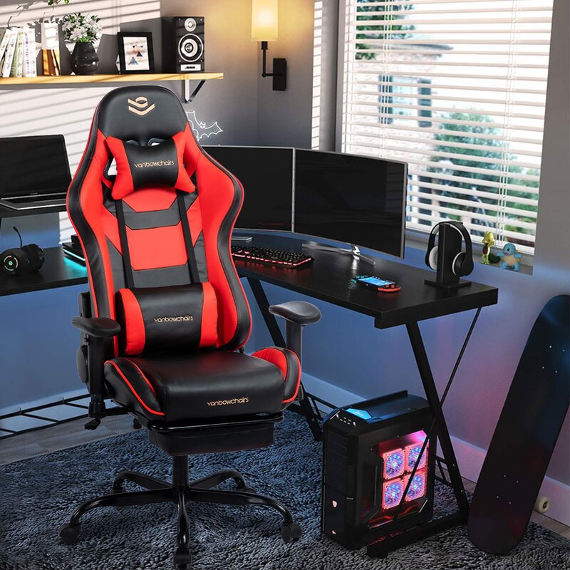 Racing Style Adjustable PU Leather Swivel Gaming Chair Featured Image