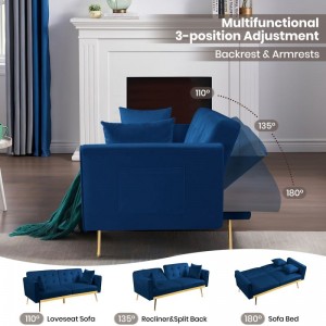 I-Velvet Convertible Futon Sofa Bed-3