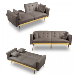 Velvet Convertible Futon Sofa Bed-2