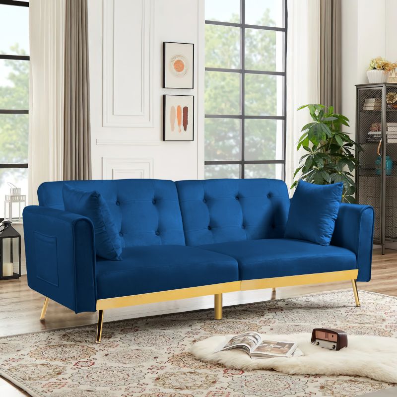 Velvet Convertible Futon Sofa Bed (4)