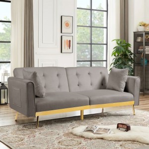 Velvet Convertible Futon Sofa Bed-2