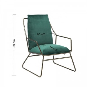 Cadeira com estrutura de aço Cadeira de veludo Sessel Cadeira verde
