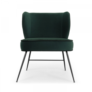 Nowoczesne krzesło rekreacyjne z zielonego aksamitu