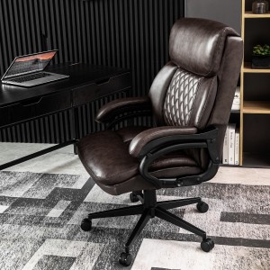 Krzesło biurowe z wysokim oparciem, brązowe