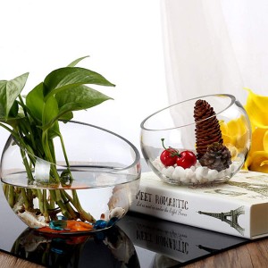 Cuenco de vidrio transparente con corte inclinado de vidrio para frutas y verduras