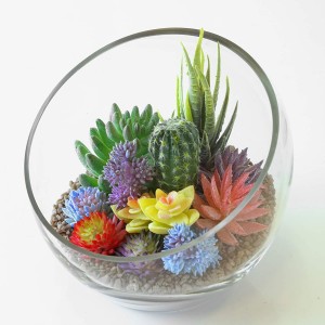Przezroczysta szklana miska Szklana miska bąbelkowa o skośnym cięciu na owoce i warzywa