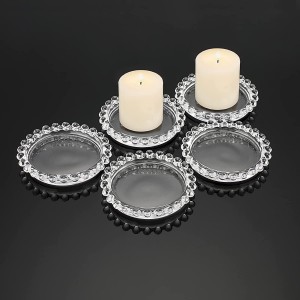 Clear Glass Candle Plates 3 Inch Transparent Glass Candle Coaster Holder
