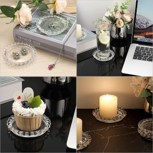 Clear Glass Candle Plates 3 Inch Transparent Glass Candle Coaster Holder