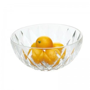 Clear Small Diamond Food Container Glass Round Serving Salad Bowl