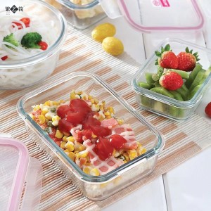 Clear Storage Containers Food Box With Lid Soda-lime glass Bowl
