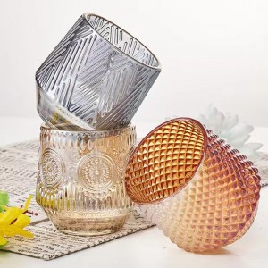 Clear diamond shape Clear Glass Tealight Candle Holders Candle Jar for christmas