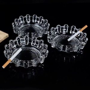 Custom Glass Ashtray Wholesale High Quality Crystal Smoking Roundness Material Glass Ashtrays