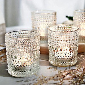 Прилагодите свећњаке са округлим стакленим теглицама са празним цилиндаром