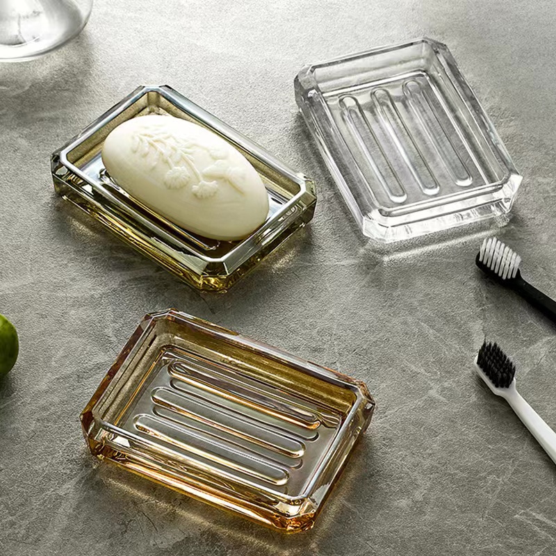 Custom Soap Glass Box Household Vanity Decoration Clear Glass Dish06