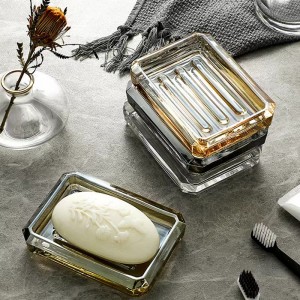 Aangepaste zeep glazen doos huishoudelijke ijdelheid decoratie helder glazen schaal