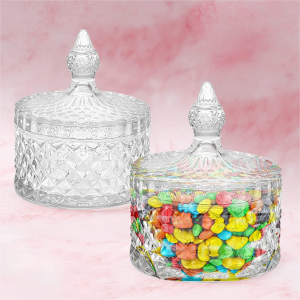 Customized unique shape clear glass jar lid and box for Interior decoration
