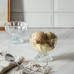 Slatke prozirne staklene zdjelice za desert Staklena zdjela za sladoled za sladoled i voće