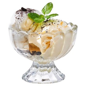 Gleoite Clear Glass Dessert Bowls Glass Ice Cream Babhla le haghaidh uachtar reoite agus agus torthaí