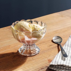 Prikupne desertne sklede iz prozornega stekla Steklena skleda za sladoled za sladoled in sadje