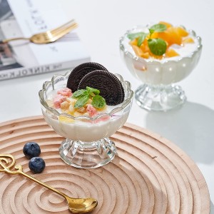 Cute Clear Glass Dessert Bowls Glass Ice Cream Bowl for ice cream and and fruits