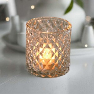 Cilindar Clear Glass Tealight reljefni stakleni držač za svijeće