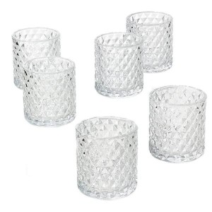 Cylinder Clear Glass Tealight embossed hobnail glass candle holder