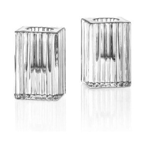 Bougeoirs décoratifs à pilier transparent, bougeoirs cuboïdes en verre transparent lucite